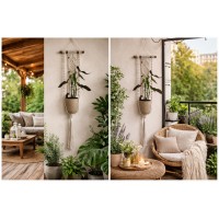 Macramé plantenhanger ecru