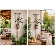 Macramé plantenhanger ecru